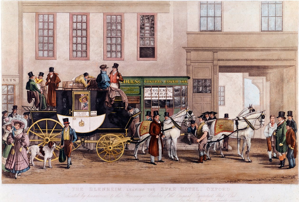 Eine Kutsche vor dem Star Hotel in Oxford im Jahr 1831 von Unknown artist
