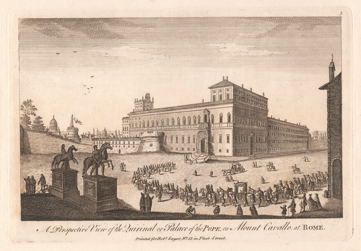 Eine perspektivische Ansicht des Quirinal oder des Papstpalastes auf dem Monte Cavallo in Rom von Unknown artist