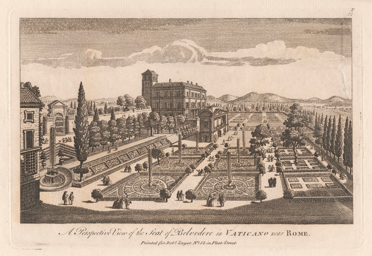 Eine perspektivische Ansicht des Sitzes von Belvedere im Vatikan in der Nähe von Rom von Unknown artist
