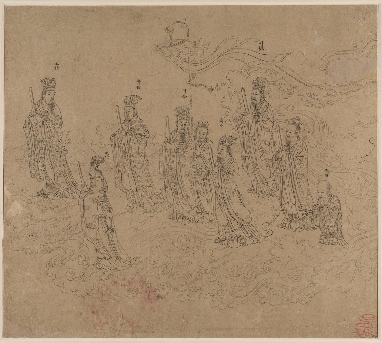 Album mit daoistischen und buddhistischen Themen: Prozession daoistischer Gottheiten: Blatt 26 von Unknown artist
