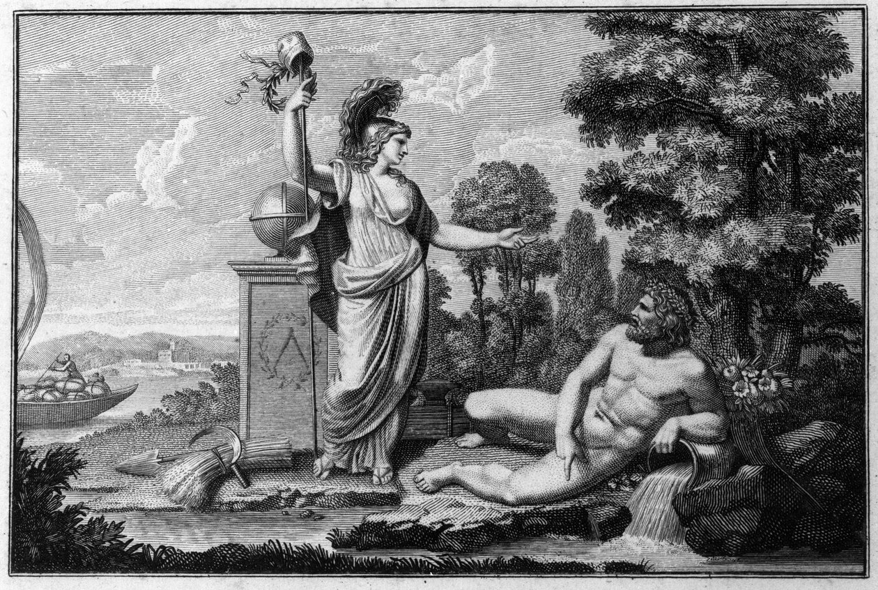 Allegorie der Cisalpinischen Republik, geschaffen von Napoleon Bonaparte am 27.06.1797 nach französischem Vorbild in Italien, die 1802 zur Italienischen Republik wurde. Die Symbole der Französischen Republik sind dargestellt. Gravur Museo del Risorgimento, von Unknown artist