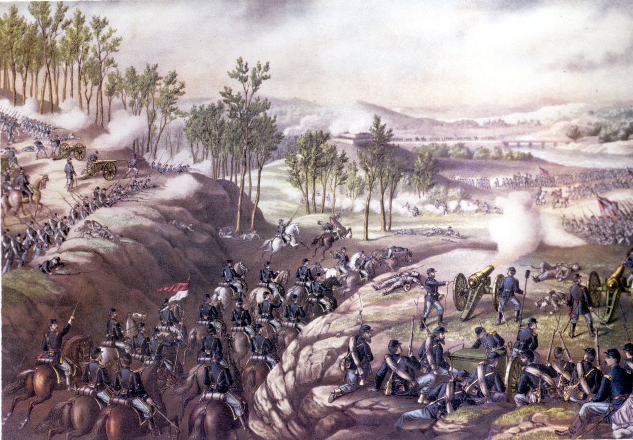 Amerikanischer Bürgerkrieg (1861 - 1865): Schlacht von Resaca (Georgia) 13.-15. Mai 1864. Gravur des 19. Jahrhunderts von Unknown artist