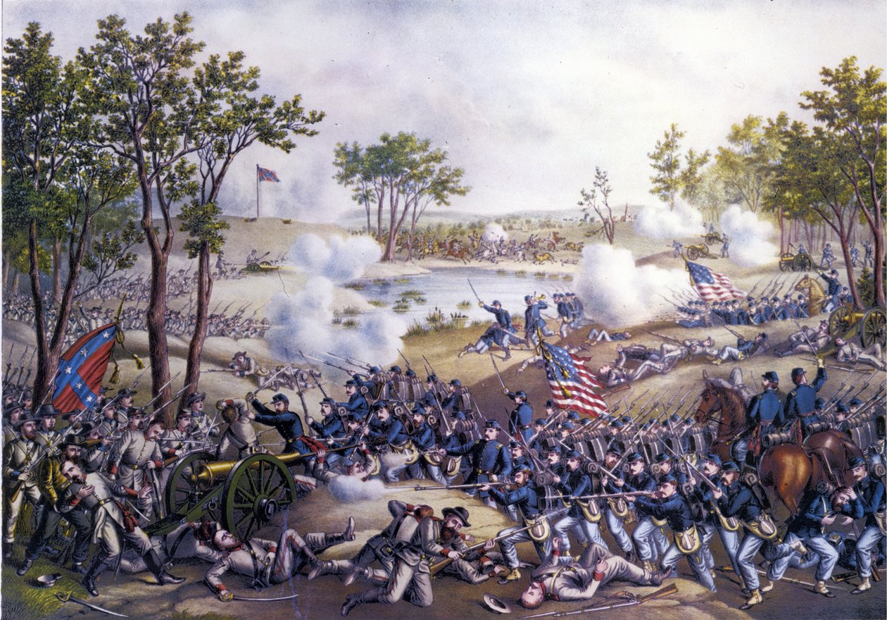Amerikanischer Sezessionskrieg (1861 - 1865): Schlacht von Cold Harbor, Virginia 31. Mai - 1. Juni 1864. Gravur des 19. Jahrhunderts von Unknown artist