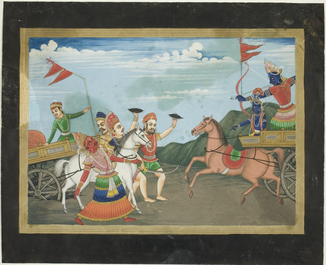Arjuna tötet Karna, Seite aus einer Mahabharata-Serie von Unknown artist