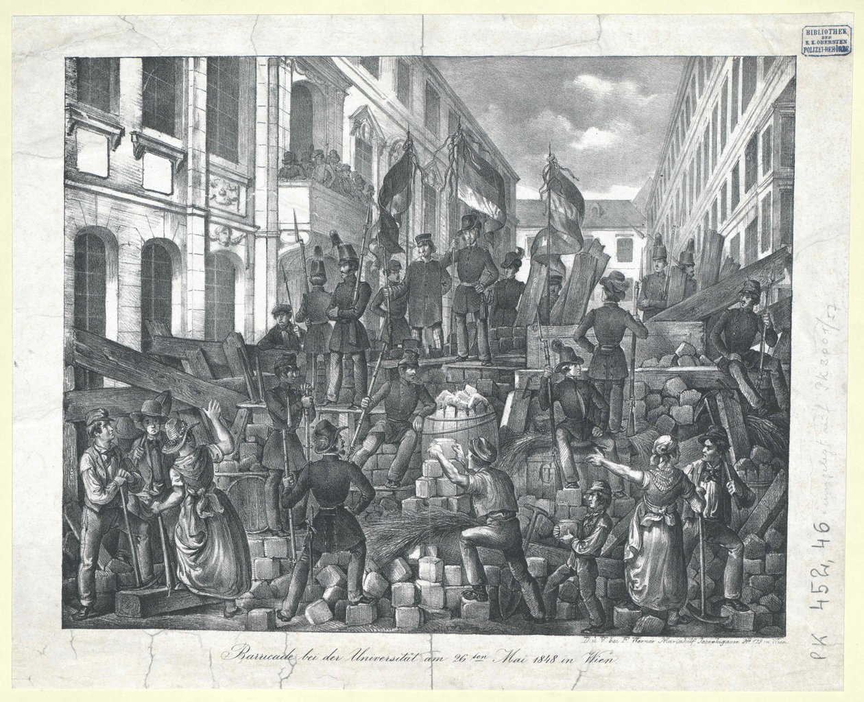 Barrikade an der Universität am 26. Mai 1848 in Wien von Unknown artist