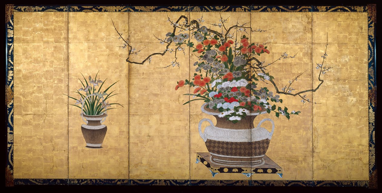 Körbe mit Blumen der vier Jahreszeiten von Unknown artist