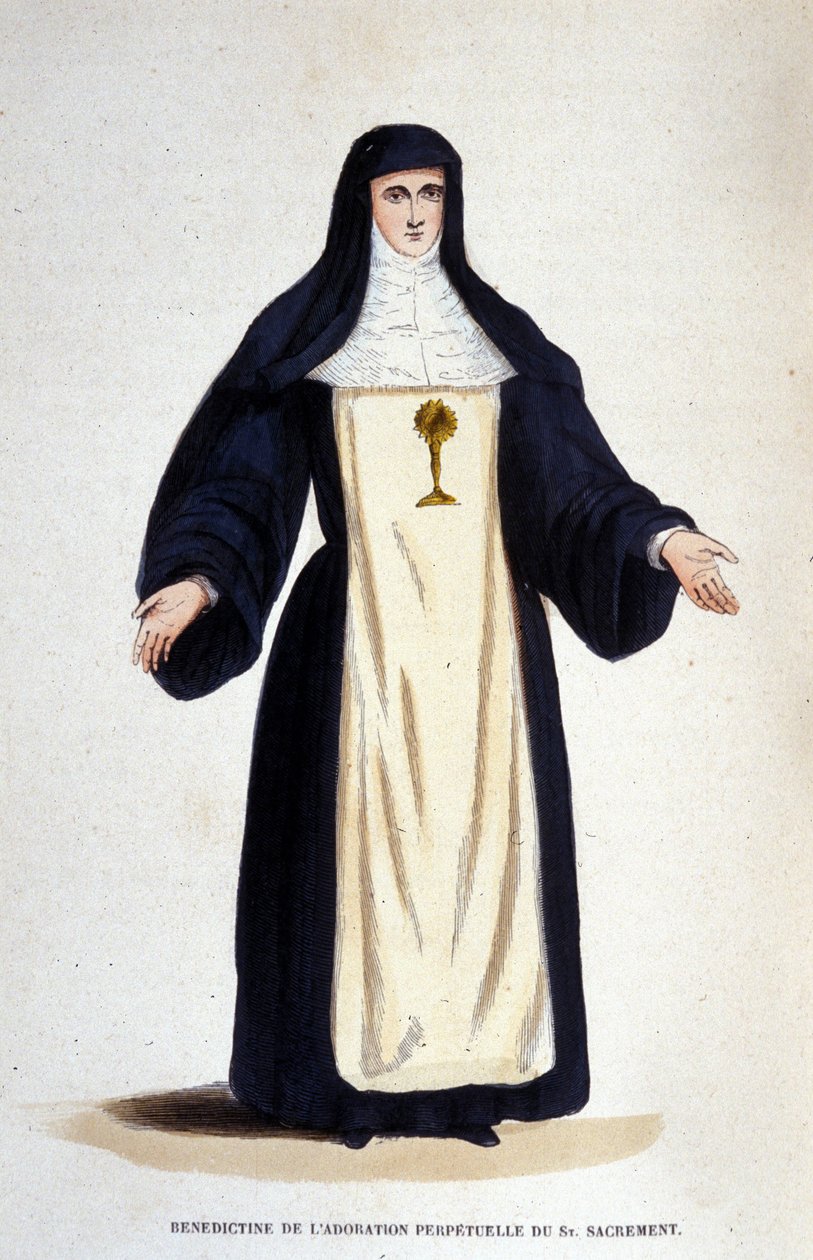 Benediktinerin der ewigen Anbetung des Allerheiligsten Sakraments, ein Orden, der 1654 von Catherine de Bar in Paris gegründet wurde. von Unknown artist