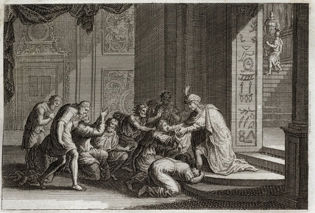 Bibel von Royaumont, Altes Testament: Joseph wird von seinen Brüdern erkannt. Illustration von 1811. von Unknown artist