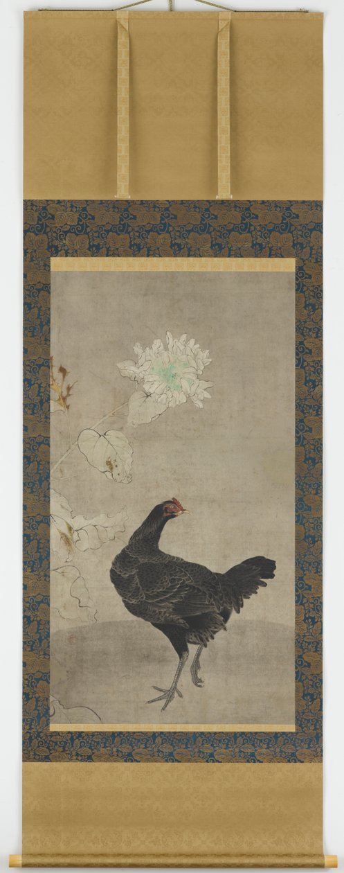 Schwarze Henne und eine Sonnenblume von Unknown artist