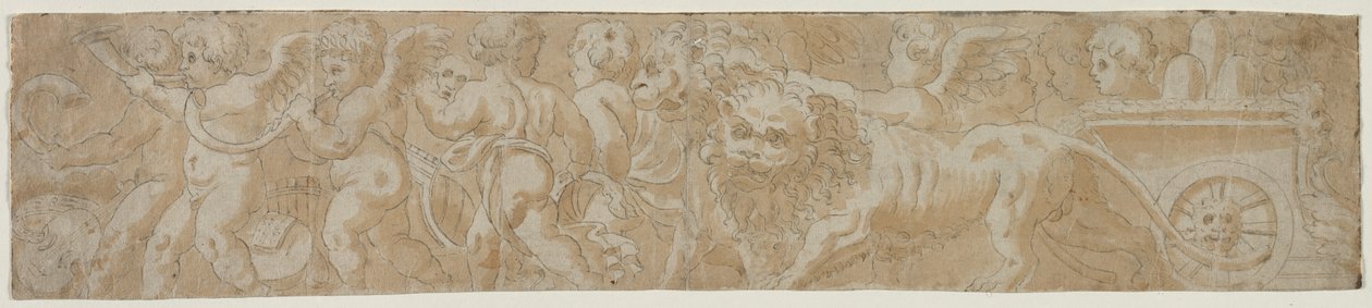 Von Löwen gezogener Wagen mit Amorini (recto) von Unknown artist