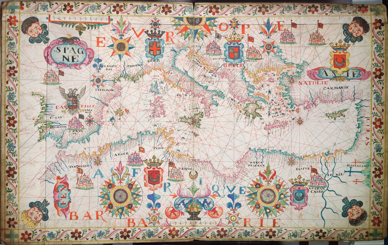 Karte des Mittelmeers, Schwarzen und Kaspischen Meeres, ca. 1600 von Unknown artist