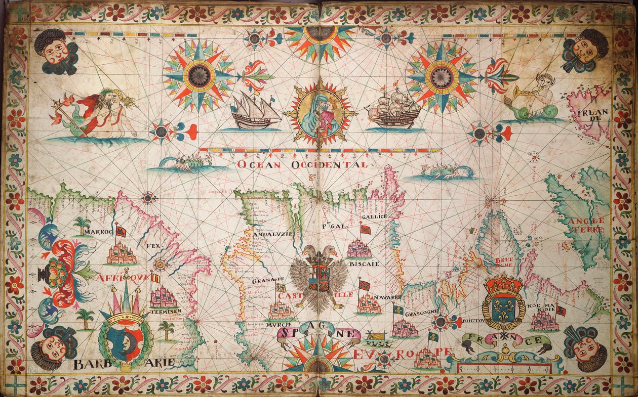 Karte des nordöstlichen Atlantiks, von Irland bis Kap Verde, c.1600 von Unknown artist