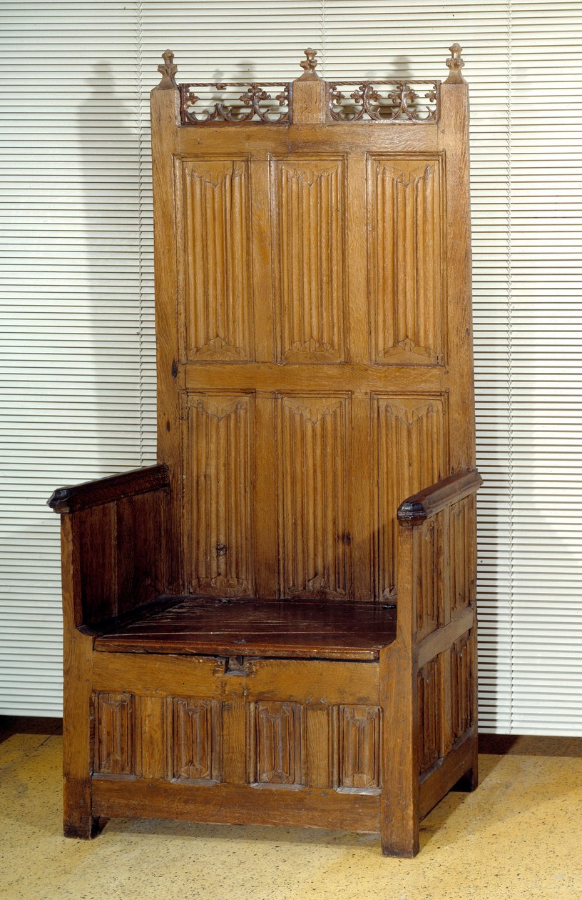 Zeremonientruhe aus Eiche mit zwei Sitzen für die Herren. Ende des 15. Jahrhunderts. Paris, dekorative Künste von Unknown artist