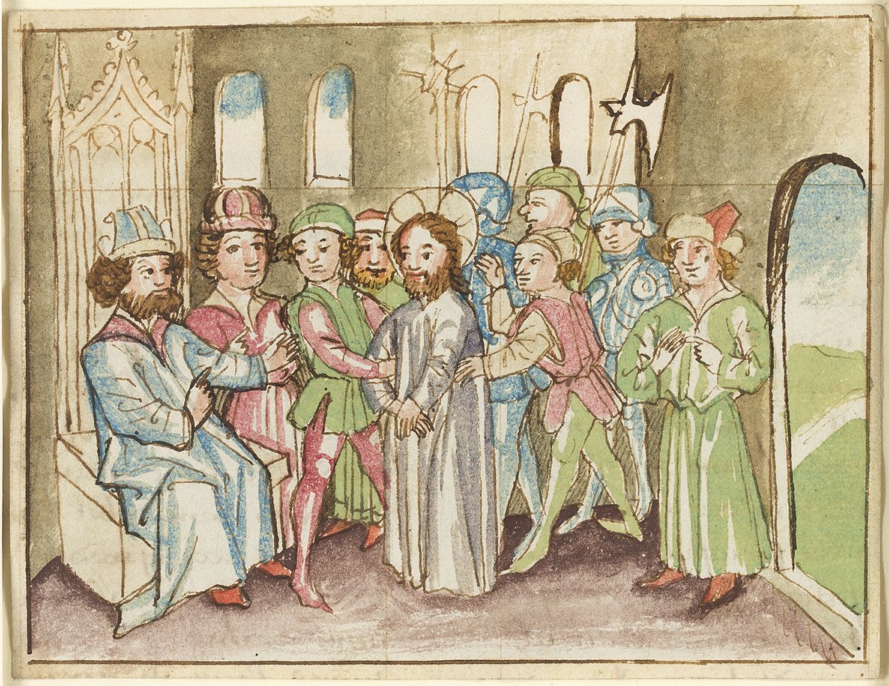 Christus vor dem Hohenpriester Annas, aus einem Plenarium von Unknown artist