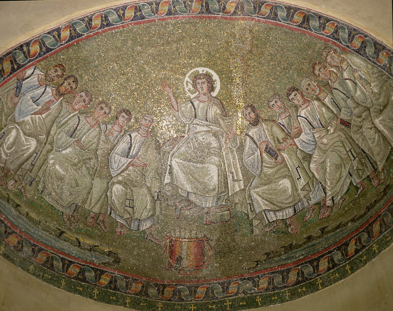 Christus der Gesetzgeber, thronend mit den Aposteln, San Lorenzo Maggiore, Mailand von Unknown artist