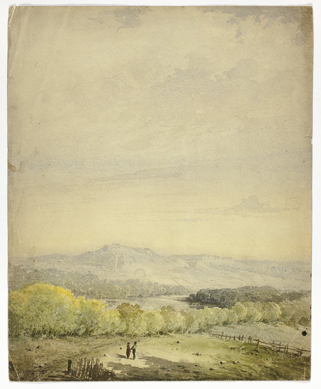 Paar, das sich auf einem Feld an den Händen hält von Unknown artist
