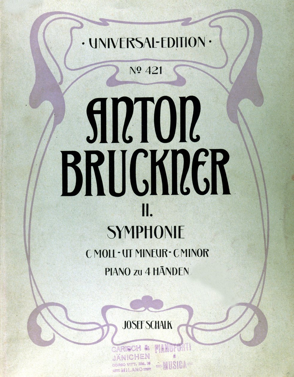 Titelblatt der zweiten C-Moll-Symphonie von Anton Bruckner von Unknown artist