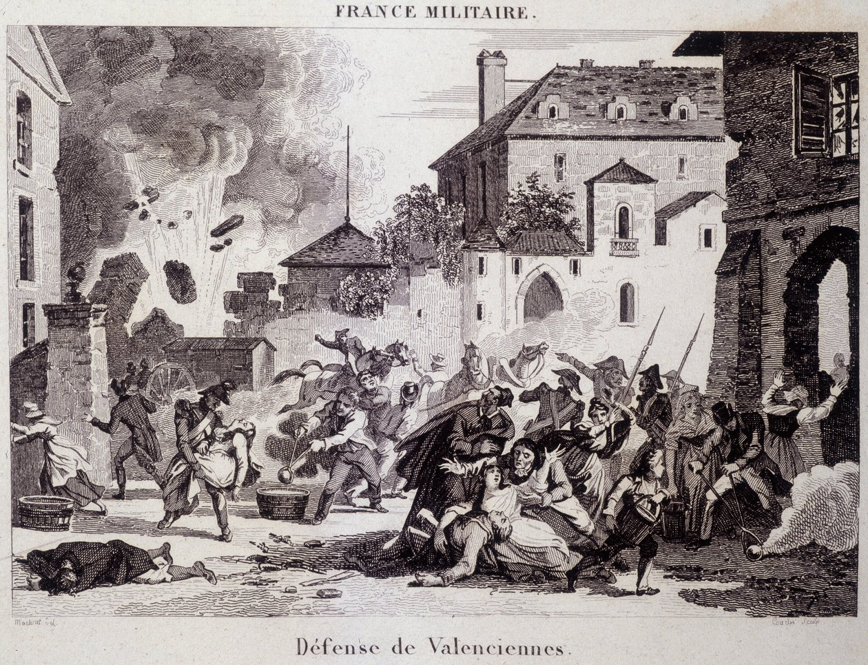 Verteidigung von Valenciennes (durch die Republikaner gegen die Briten und Österreicher 1794). Gravur des 19. Jahrhunderts von Unknown artist