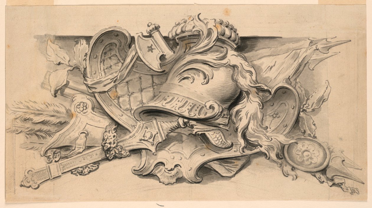 Entwurf für eine Trophäe aus Waffen von Unknown artist