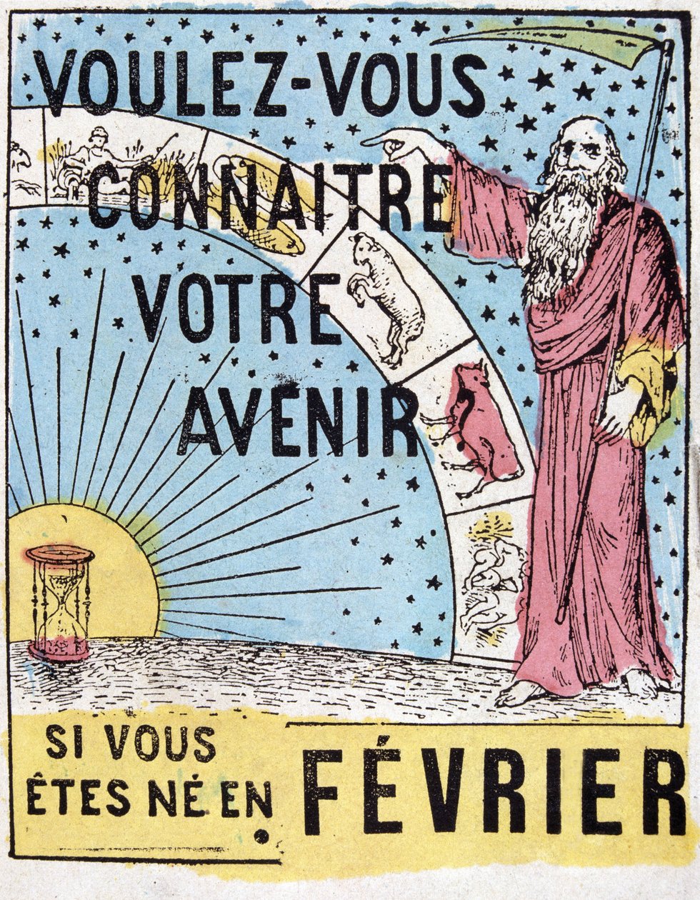Möchten Sie Ihre Zukunft wissen? : Nostradamus. Astrologisches Werbeetikett aus dem 19. Jahrhundert von Unknown artist