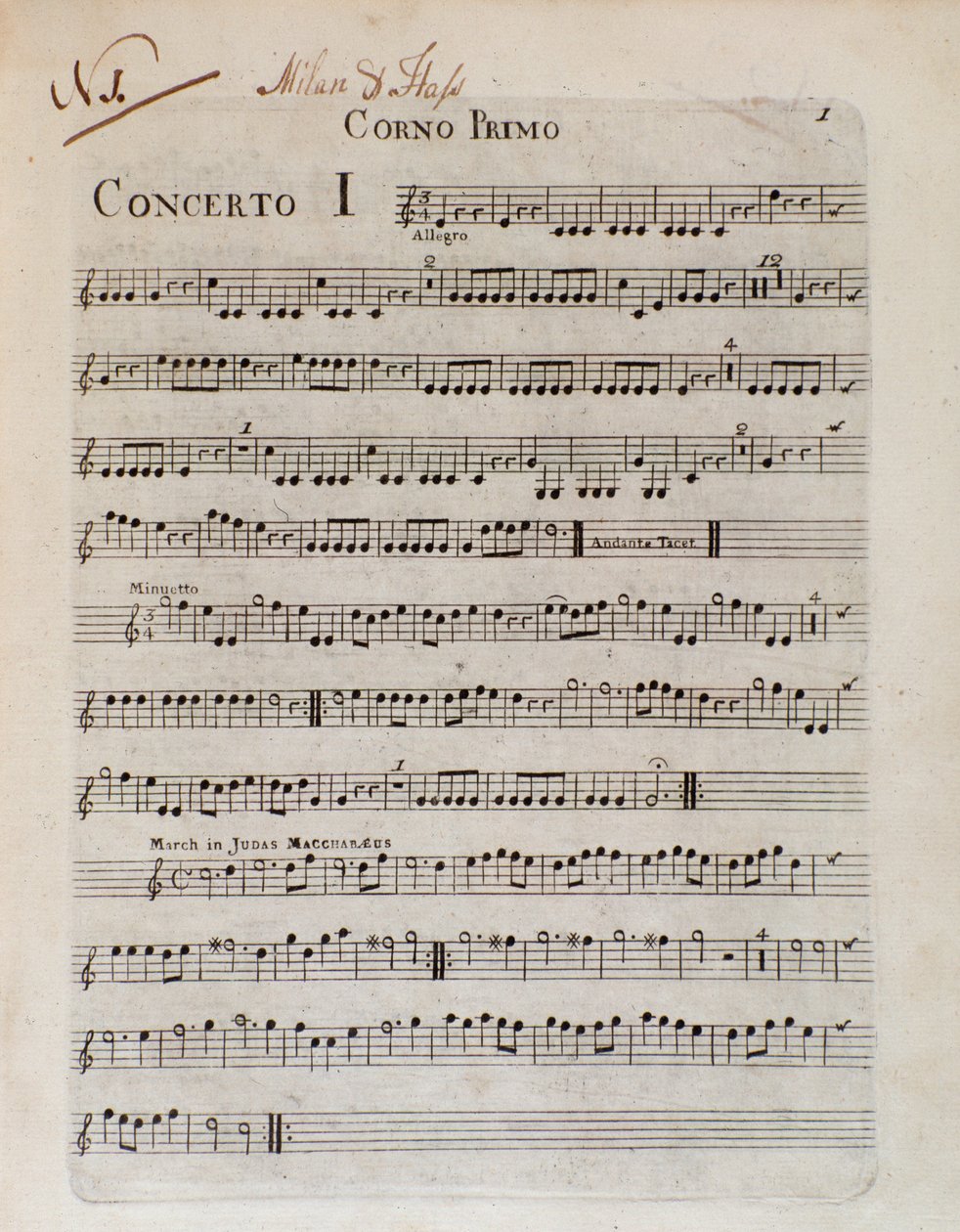 Frontispiz der Partitur von Sechs Konzerten in 8 Teilen von G B Sammartini und J A Hasse von Unknown artist