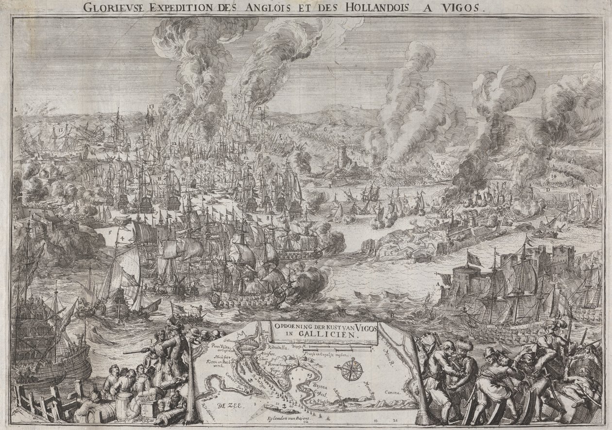 Glorieuse Expedition des Anglois et des Hollandois a Vigos (Admiral Rookes Sieg bei Vigo, 12. Oktober 1702) von Unknown artist