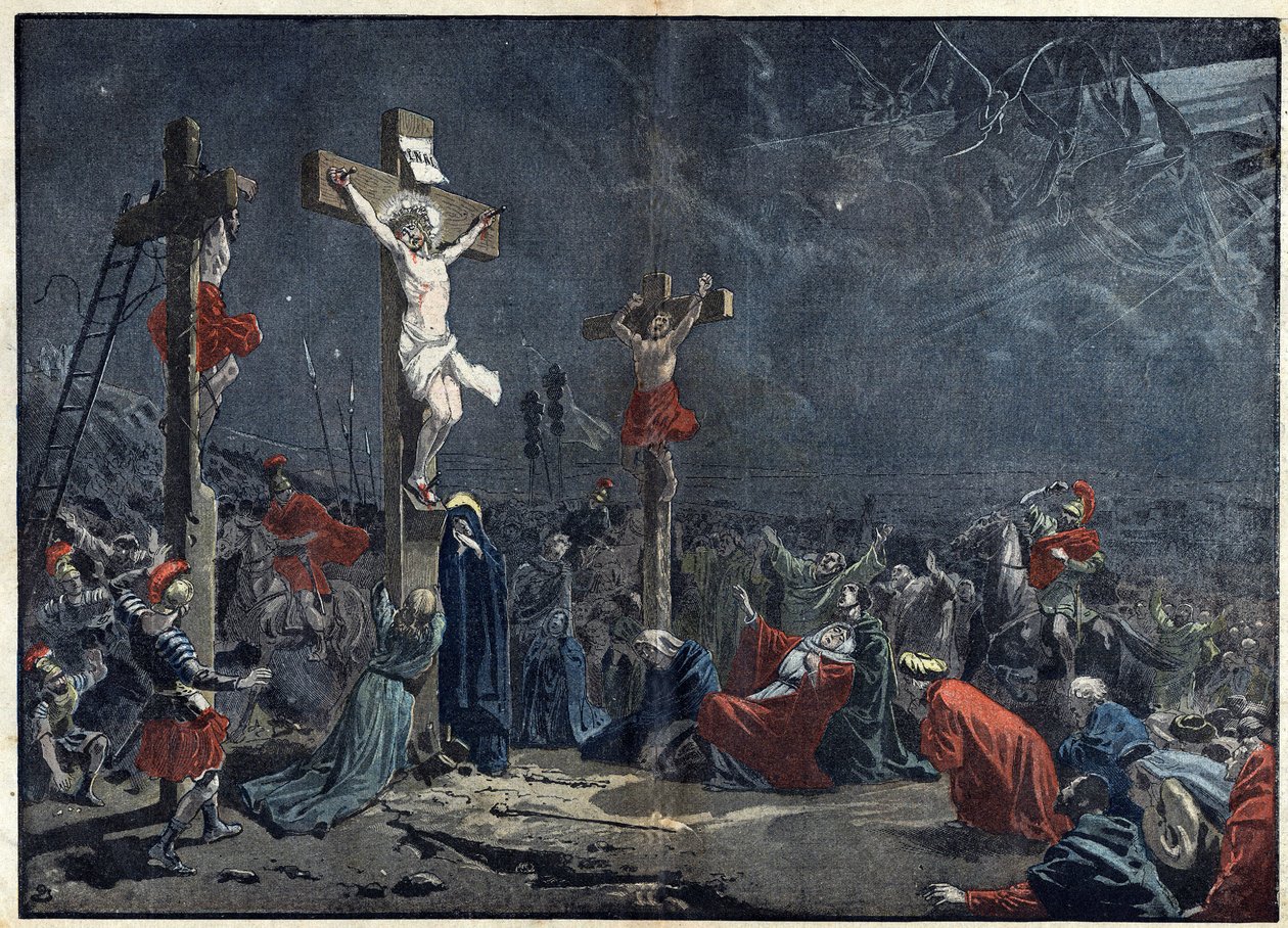Karfreitag: Kreuzigung Jesu Christi. Illustration in „Le Pelerin“ vom 3. April von Unknown artist