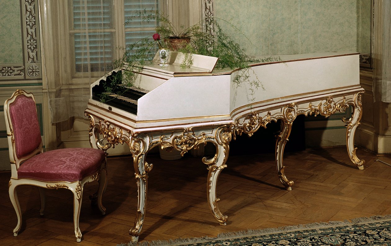 Cembalo des österreichischen Komponisten Wolfgang Amadeus Mozart (1756-1791) 18. Jahrhundert Prag, Mozart-Museum von Unknown artist