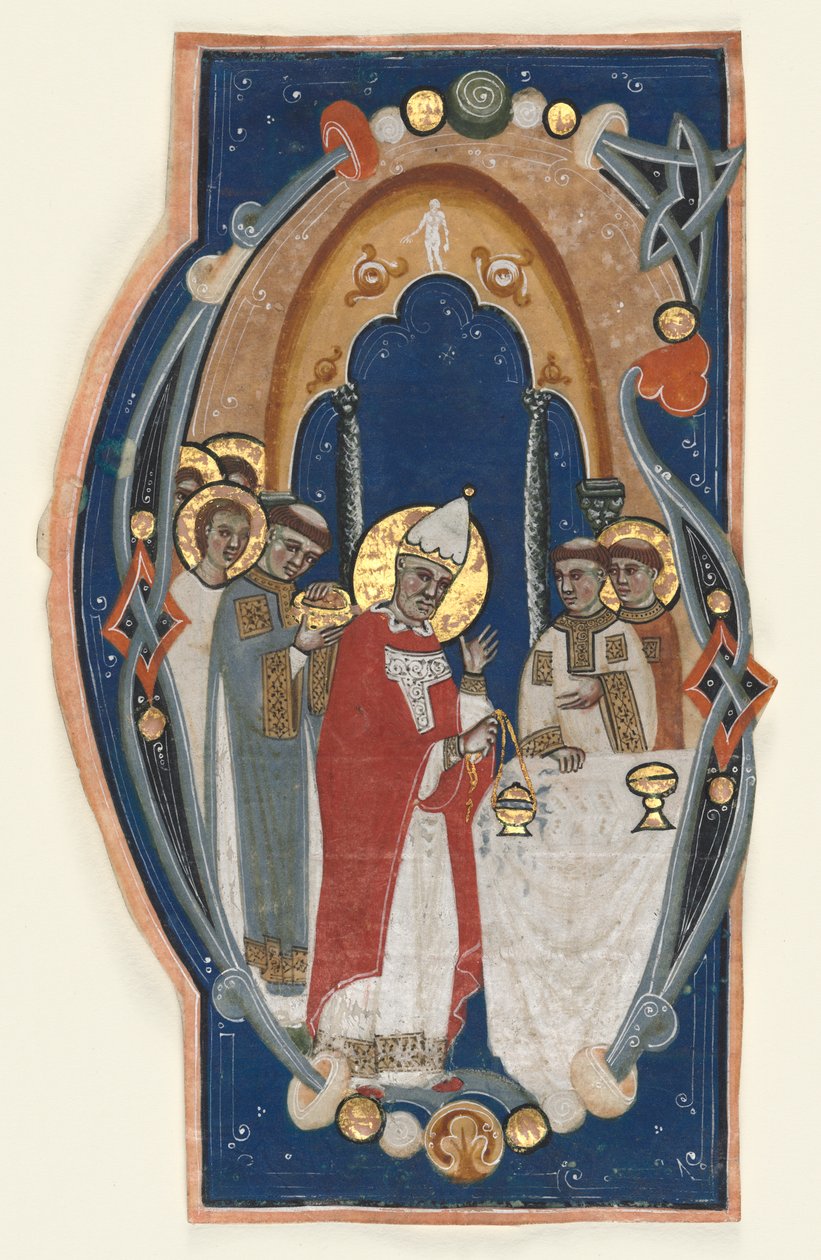 Historisierte Initiale (G) aus einem Chorbuch: St. Gregor der Große feiert die Messe von Unknown artist