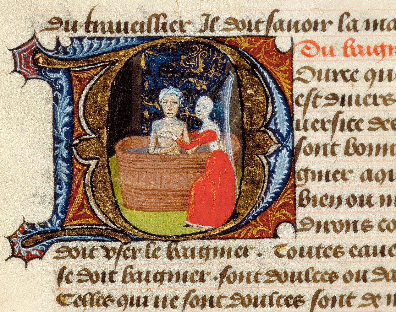 Hygiene und Nutzen der Toilette, aus dem Traktat über die Medizin von Aldebrande de Florence, Manuskript von Unknown artist