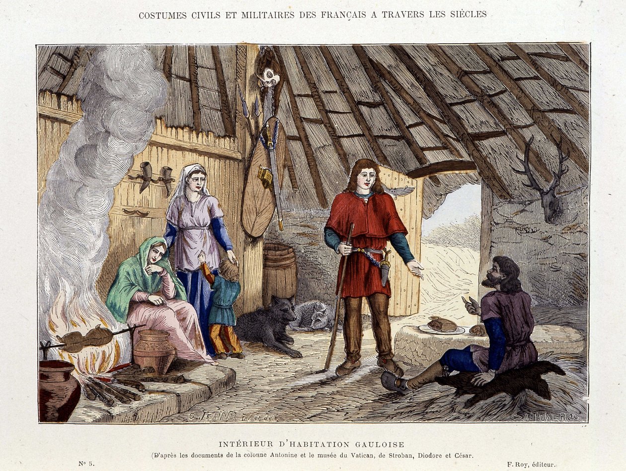 Innenraum eines gallischen Hauses - in „Frankreich und die Franzosen durch die Jahrhunderte“ von Unknown artist