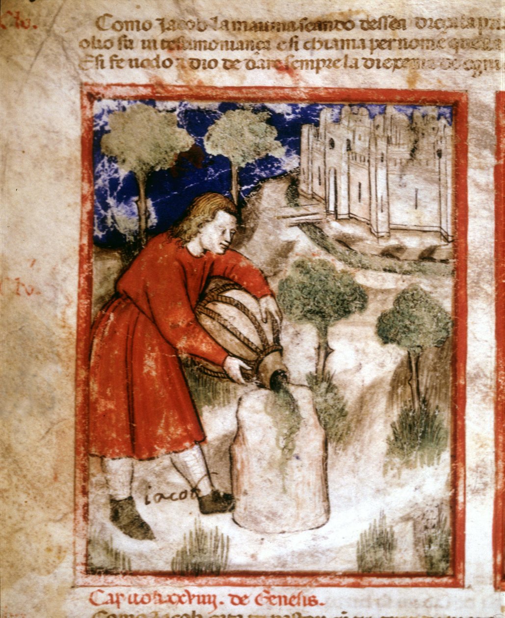 Jakob. Seite eines Manuskripts aus dem Pentateuch. 14. Jahrhundert von Unknown artist