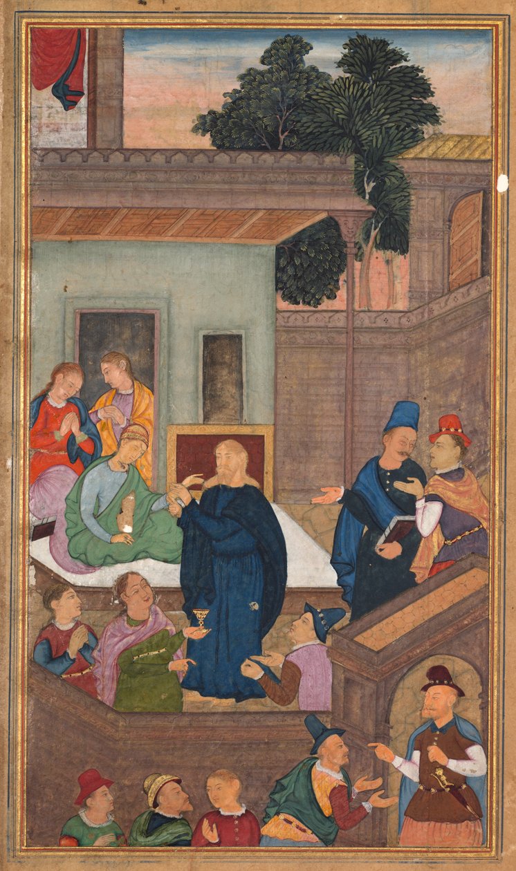 Jesus erweckt die Tochter des Jairus von den Toten, aus einem Spiegel der Heiligkeit (Mir’at al-quds) von Pater Jerome Xavier von Unknown artist