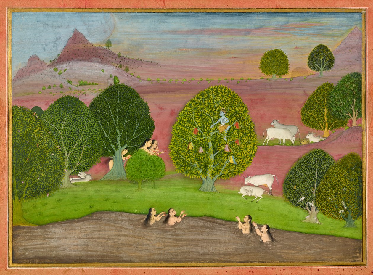 Krishna stiehlt die Kleider der Gopis, Folio aus einem Bhagavata Purana von Unknown artist