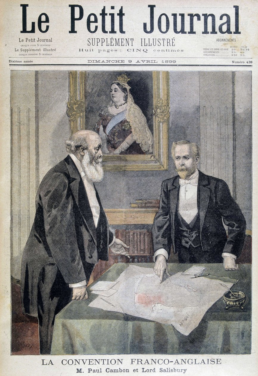 Die französisch-englische Konvention: M. Paul Cambon und Lord Salisbury - in „Le Petit Journal“ vom 09/04/1899 von Unknown artist
