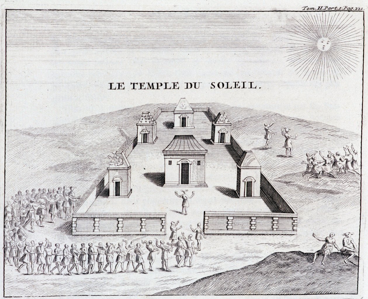 Der Tempel der Sonne - in „Historische Reise durch Südamerika im Auftrag des Königs von Spanien“ von Don Georges Juan & Don Antoine de Ulloa, T.II, ed. Jombert, Librairie du Roi, Paris von Unknown artist