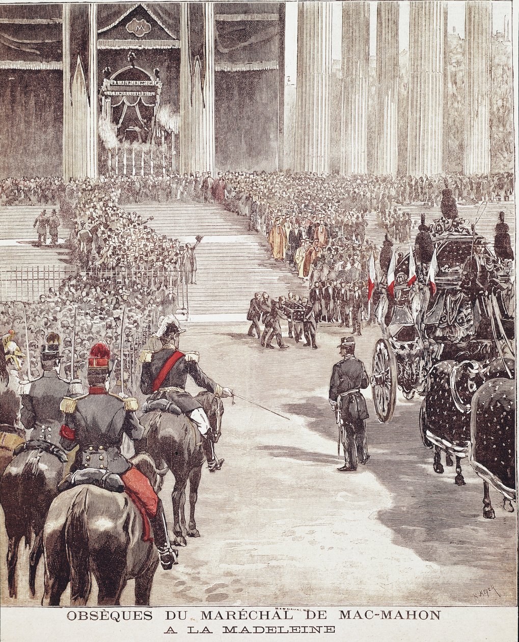 Die Beerdigung von Marschall Patrice de Mac Mahon (oder Mac-Mahon) (1808-1893) in der Kirche Madeleine in Paris am 22.10.1893, Illustration aus dem 19. Jahrhundert von Unknown artist