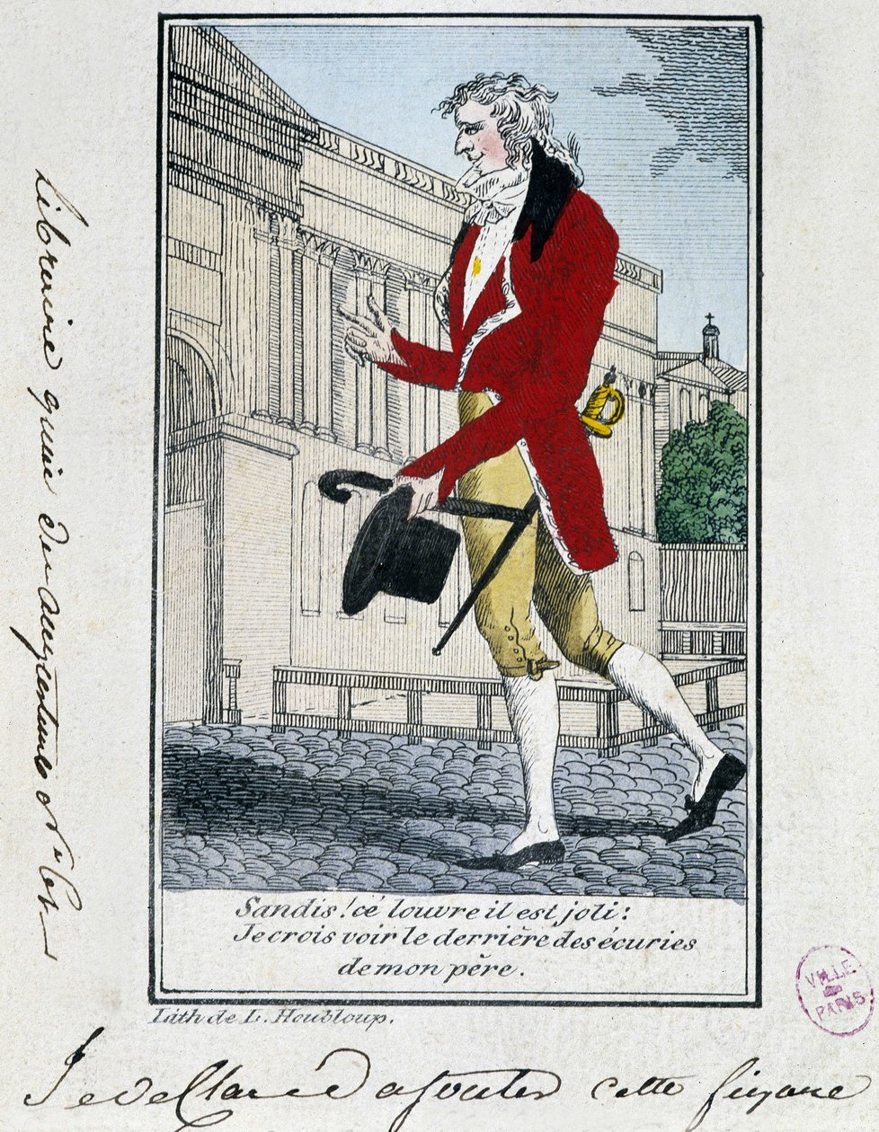 Louvre: Ästhetische Kritik des Louvre. 18. Jahrhundert Gravur. von Unknown artist