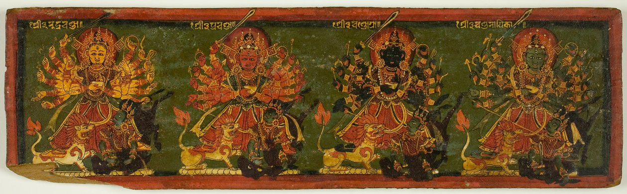 Manuskriptdeckel aus der Verherrlichung der Großen Göttin (Devimahatmya) von Unknown artist