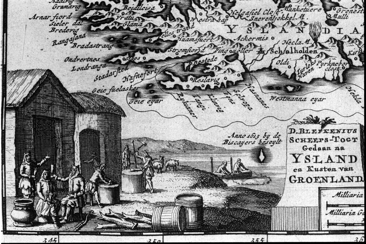 Karte von Island und Darstellung seiner Bewohner - in „Karte der modernen Reiserouten und Reisen“ von Unknown artist
