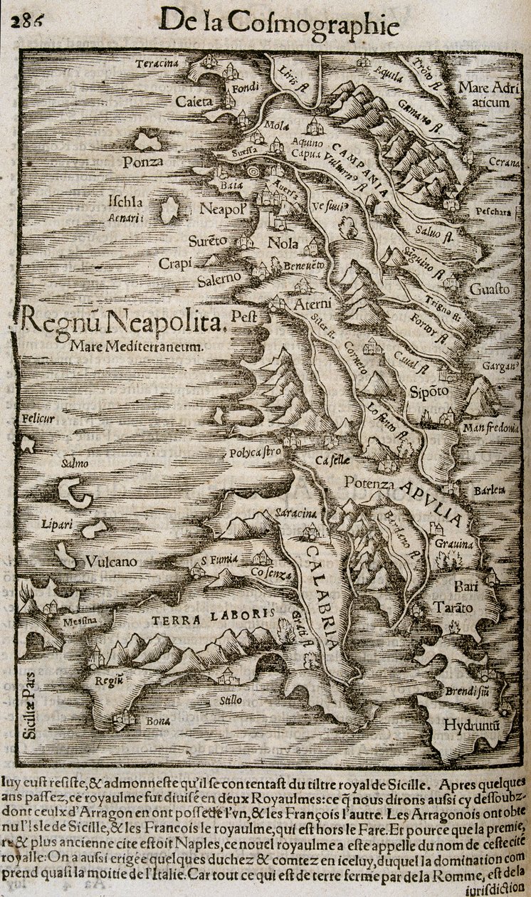 Karte von Italien - in „Universelle Kosmographie“ von Unknown artist
