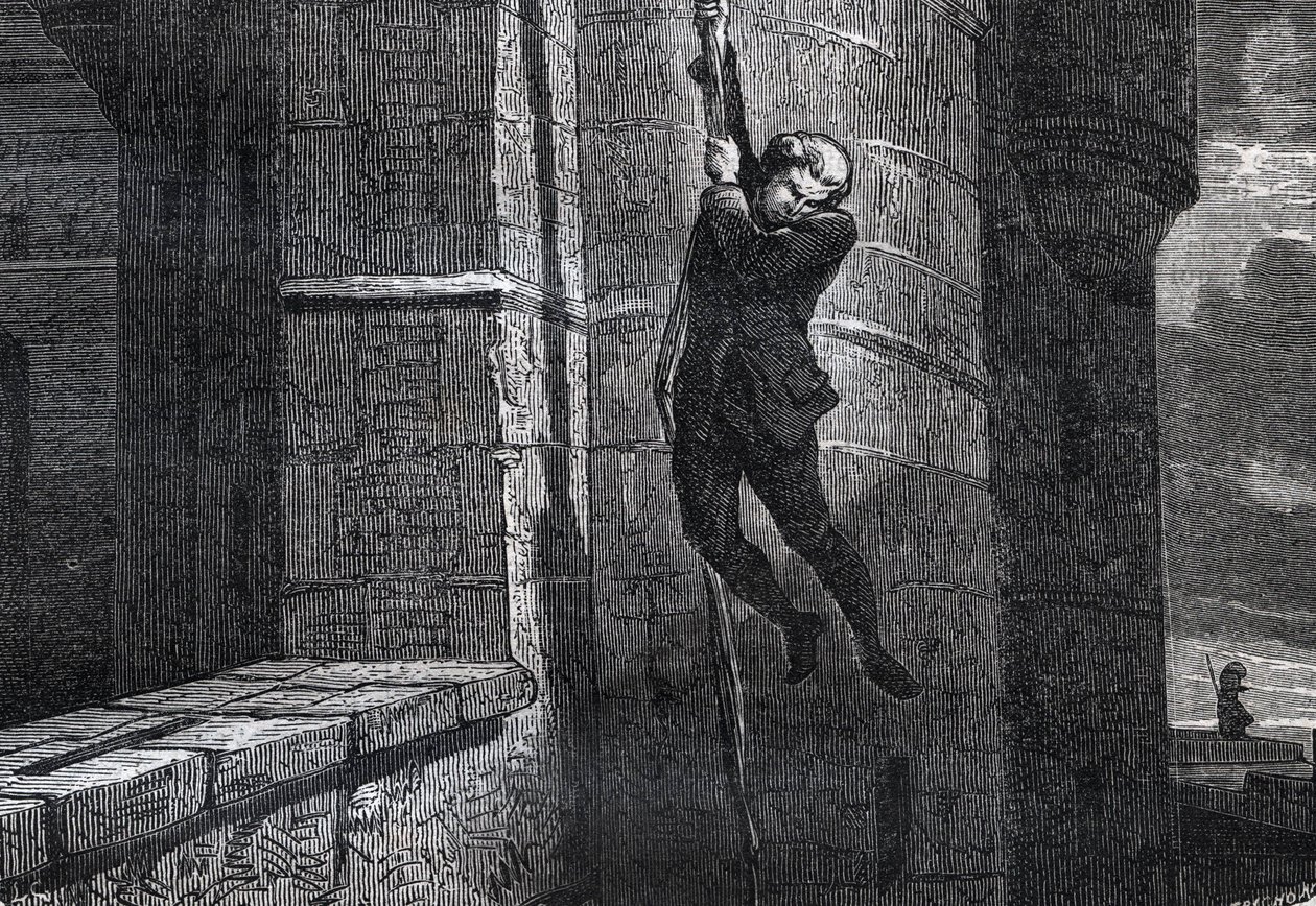 Masers De Latude flieht aus der Bastille - Flucht aus der Bastille von Jean Henry, genannt Danry, genannt Masers de Latude (1725-1805) - Gravur in „Dictionnaire populaire illustrious“ - 1864 - von Joseph Decembre und Edmond Allonier - von Unknown artist
