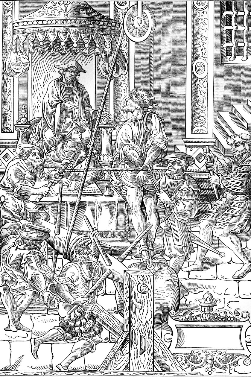 Mittelalterliche Folterszene: die Estrapade von Unknown artist