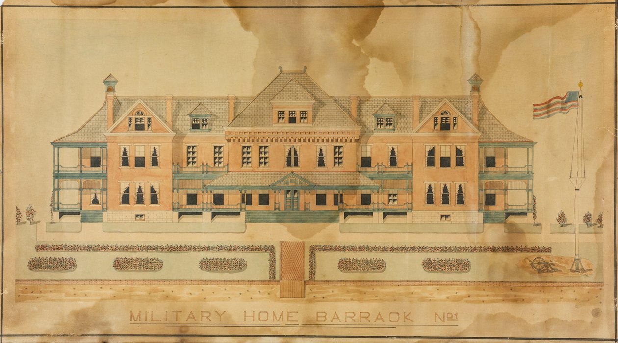 Militärheim Kaserne Nr. 1, Präsentationszeichnung von Unknown artist