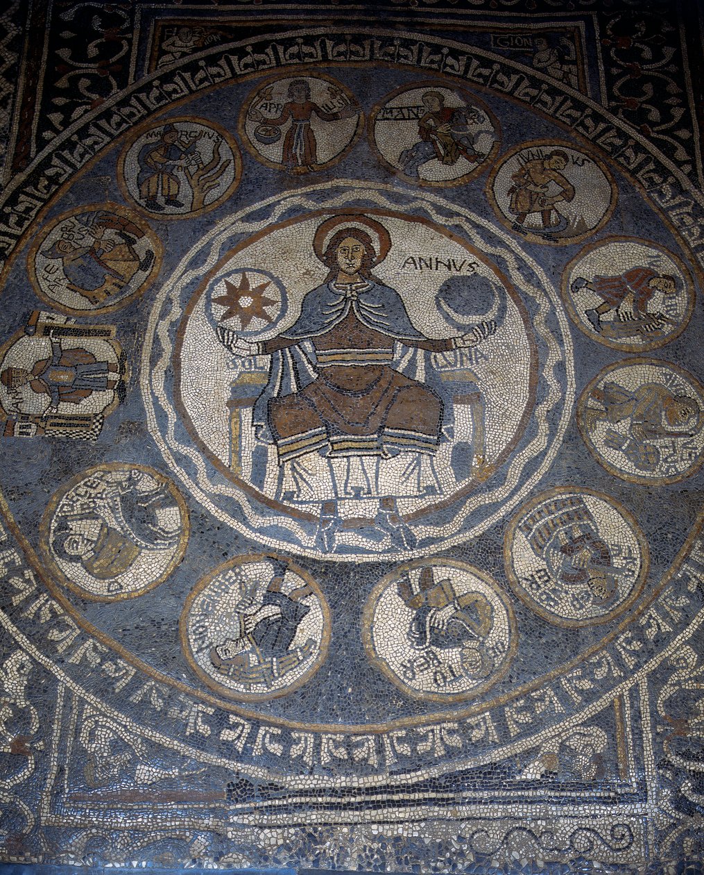 Mosaikboden, der die Monate des Jahres darstellt von Unknown artist