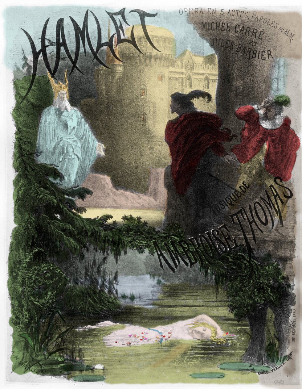 Oper: Plakat von Hamlet (nach einer Musik von Ambroise Thomas, Text von Michel Carre und Jules Barbier) von Unknown artist