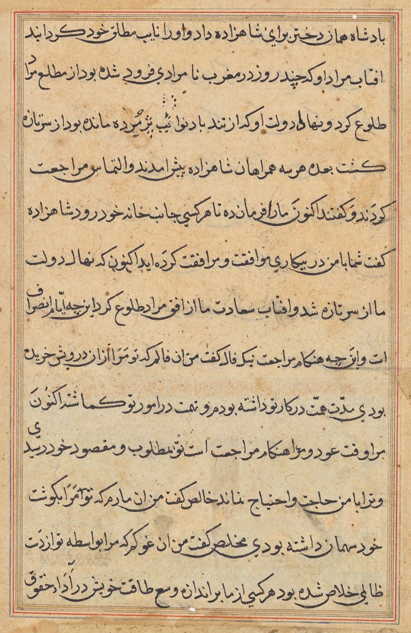 Seite aus Geschichten eines Papageis (Tuti-nama): Textseite von Unknown artist