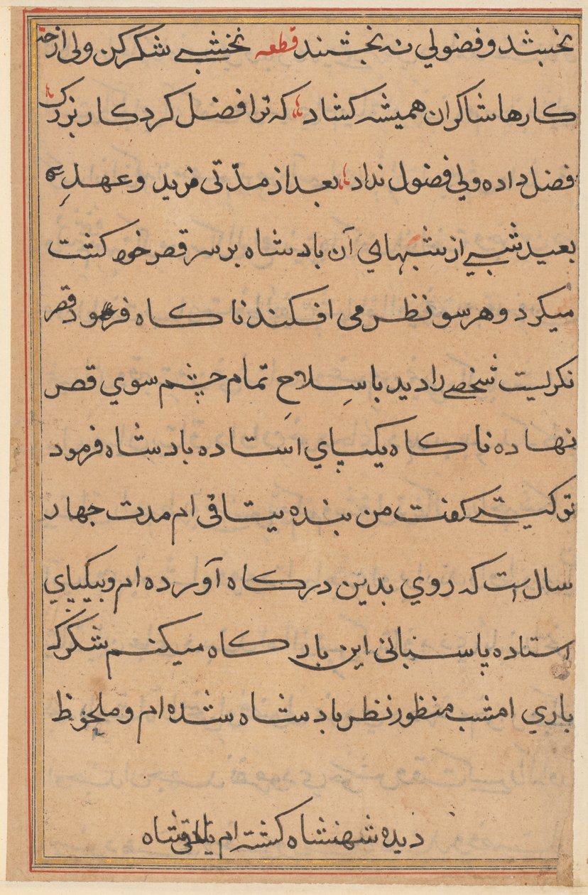 Seite aus Geschichten eines Papageis (Tuti-nama): Textseite von Unknown artist
