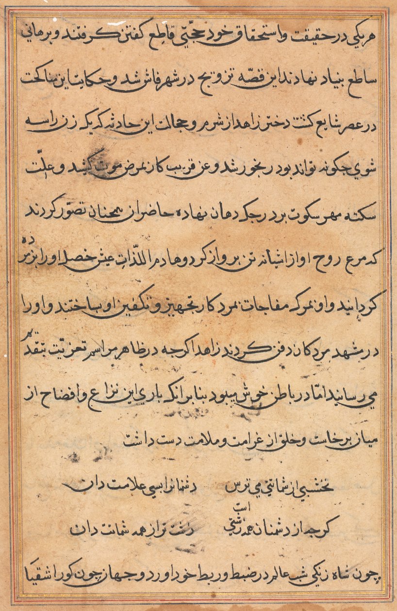 Seite aus Geschichten eines Papageis (Tuti-nama): Textseite von Unknown artist