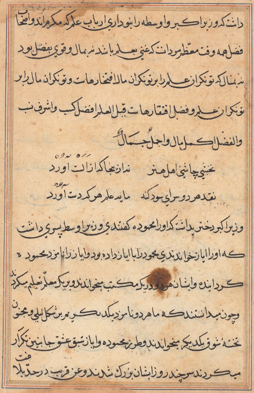 Seite aus Geschichten eines Papageis (Tuti-nama): Textseite von Unknown artist